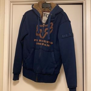 “FOX” zipper front fur lined jacket w/hood